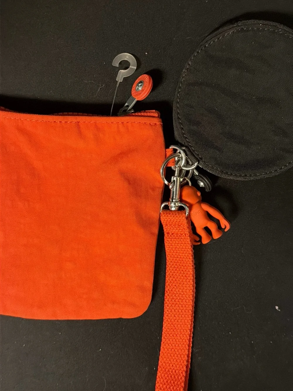 Kipling Red-Orange Wristlet Pouch with Round Coin Case